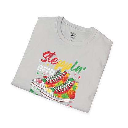 Juneteenth Celebration T-Shirt - Steppin' with Colorful Sneakers