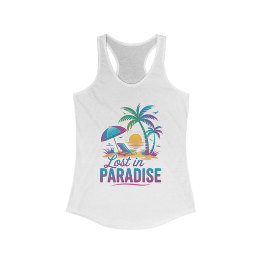 Women's Lost in Paradise Tank Top, Summer Vibes Shirt, Beachwear, Vacation Attire, Pool Party Essential, Trendy Activewear