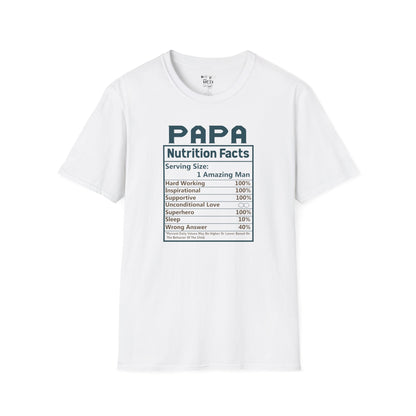 Papa Nutrition Facts T-Shirt, Gift for Dad, Father's Day Shirt, Men's Casual Tee, Family Reunion Apparel, Funny Dad Shirt