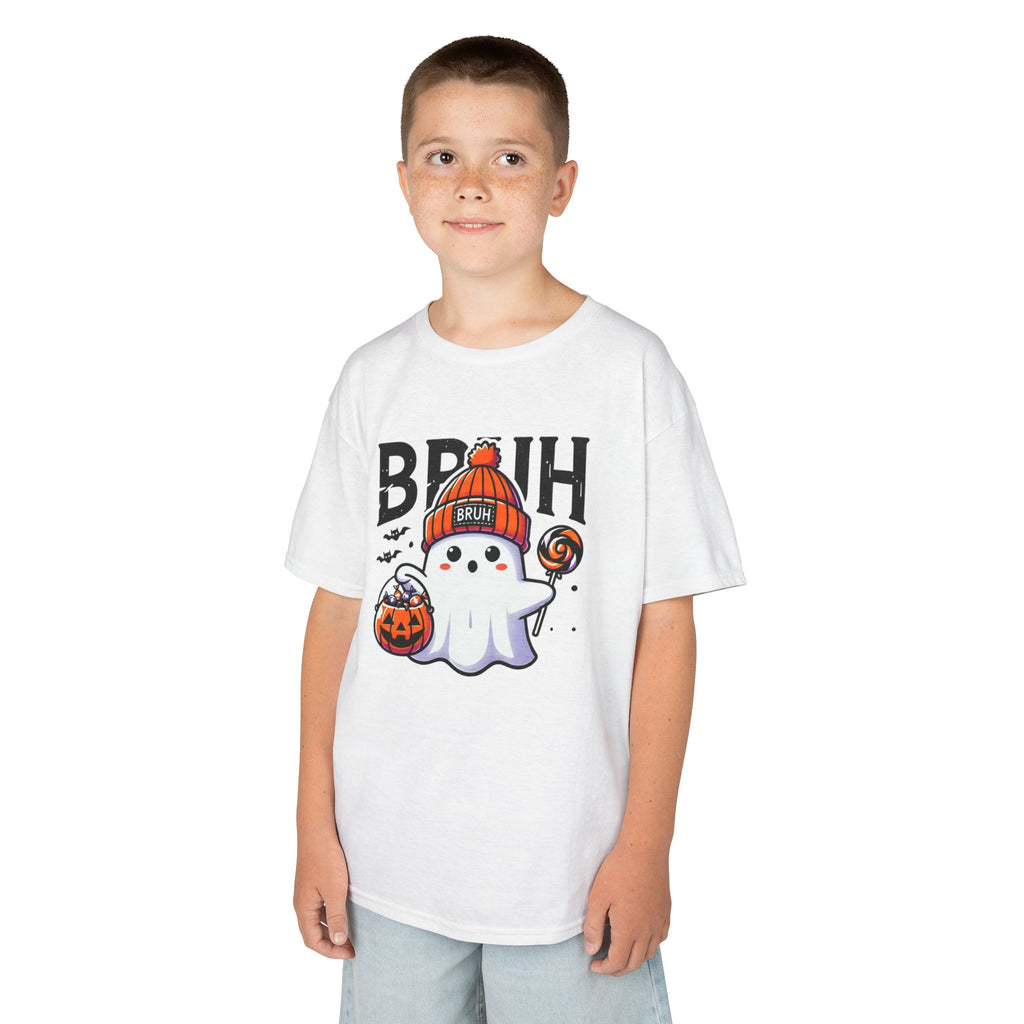 Bruh Halloween Ghost Kids Tee