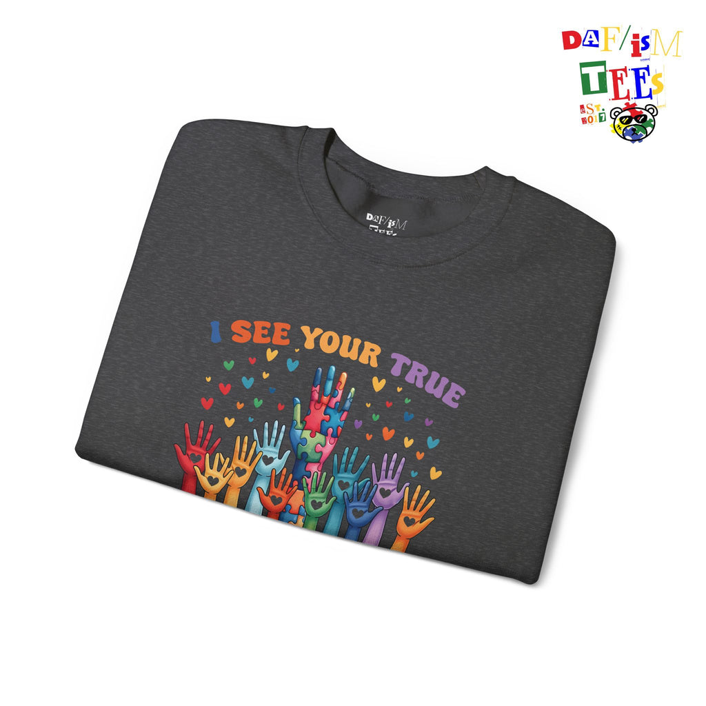 I See Your True Colors Autism Awareness Crewneck Sweatshirt - Unisex Heavy Blend™