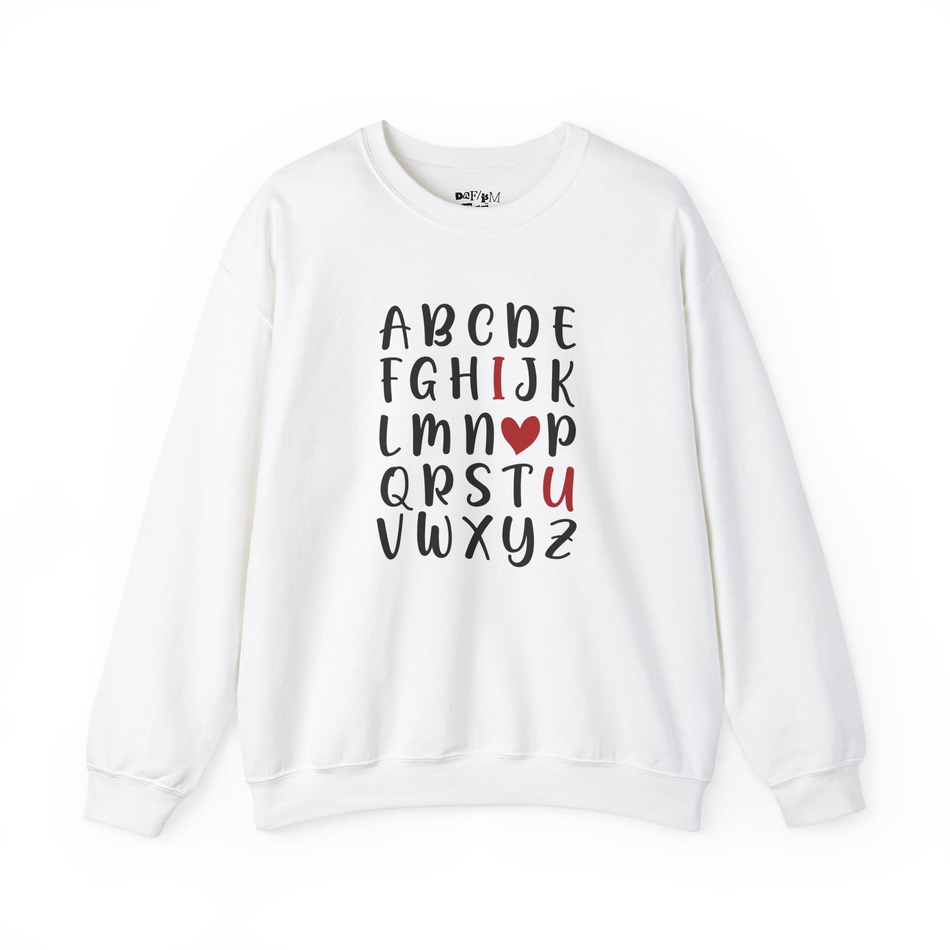 Valentines Day Crewneck Sweatshirt ABC I Love You