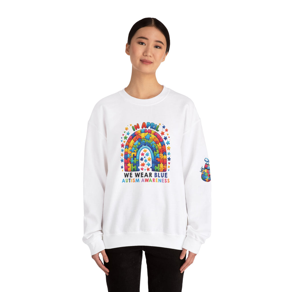 Autism Awareness Crewneck Sweatshirt - We Wear Blue in April