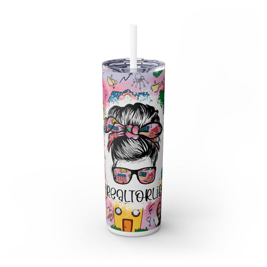 Realtor Colorful Inspirational Skinny Tumbler with Straw, 20oz