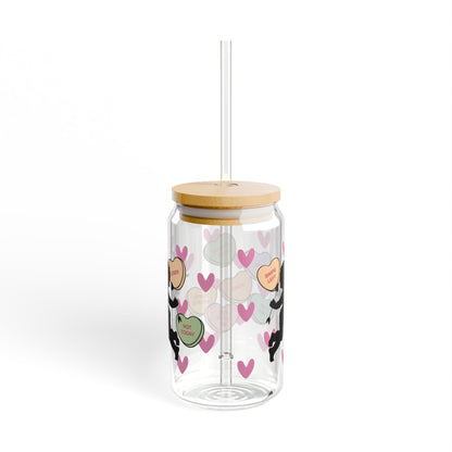 Cupid and Conversation Hearts Pattern Sipper Glass, 16oz