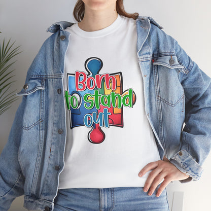 Autism Awareness Born to Stand Out Puzzle Piece T-Shirt