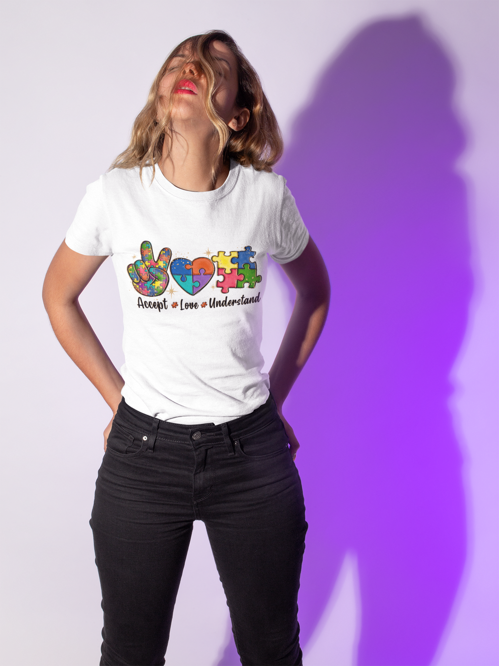 Peace & Love Puzzle Unisex Heavy Cotton Tee - Accept, Love & Understand