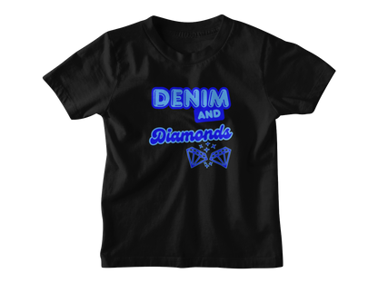 Kids Heavy Cotton Tee - Denim and Diamonds Design