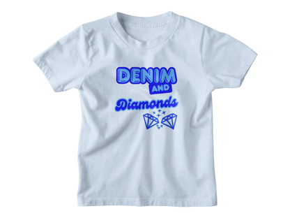 Kids Heavy Cotton Tee - Denim and Diamonds Design