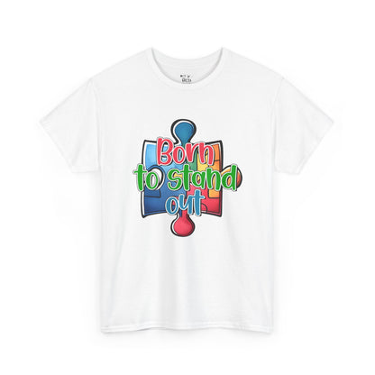 Autism Awareness Born to Stand Out Puzzle Piece T-Shirt