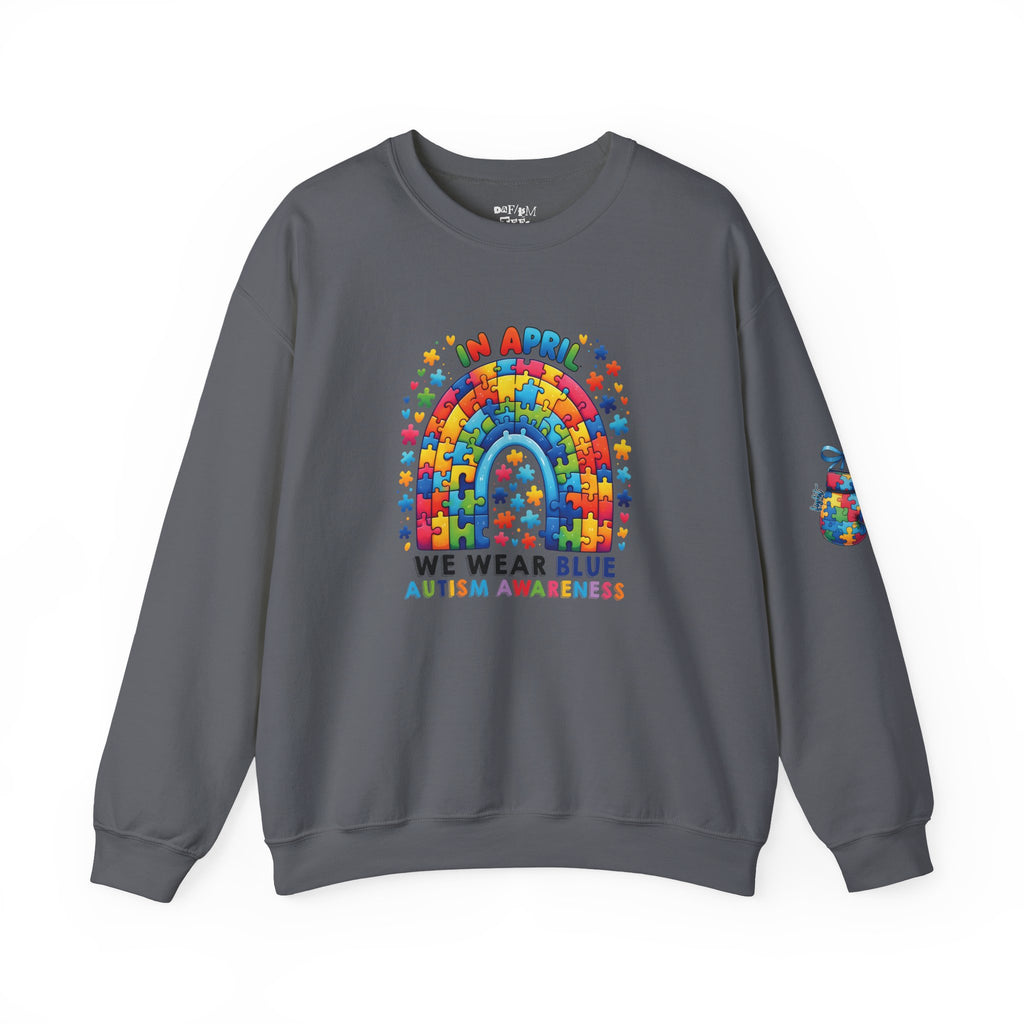 Autism Awareness Crewneck Sweatshirt - We Wear Blue in April