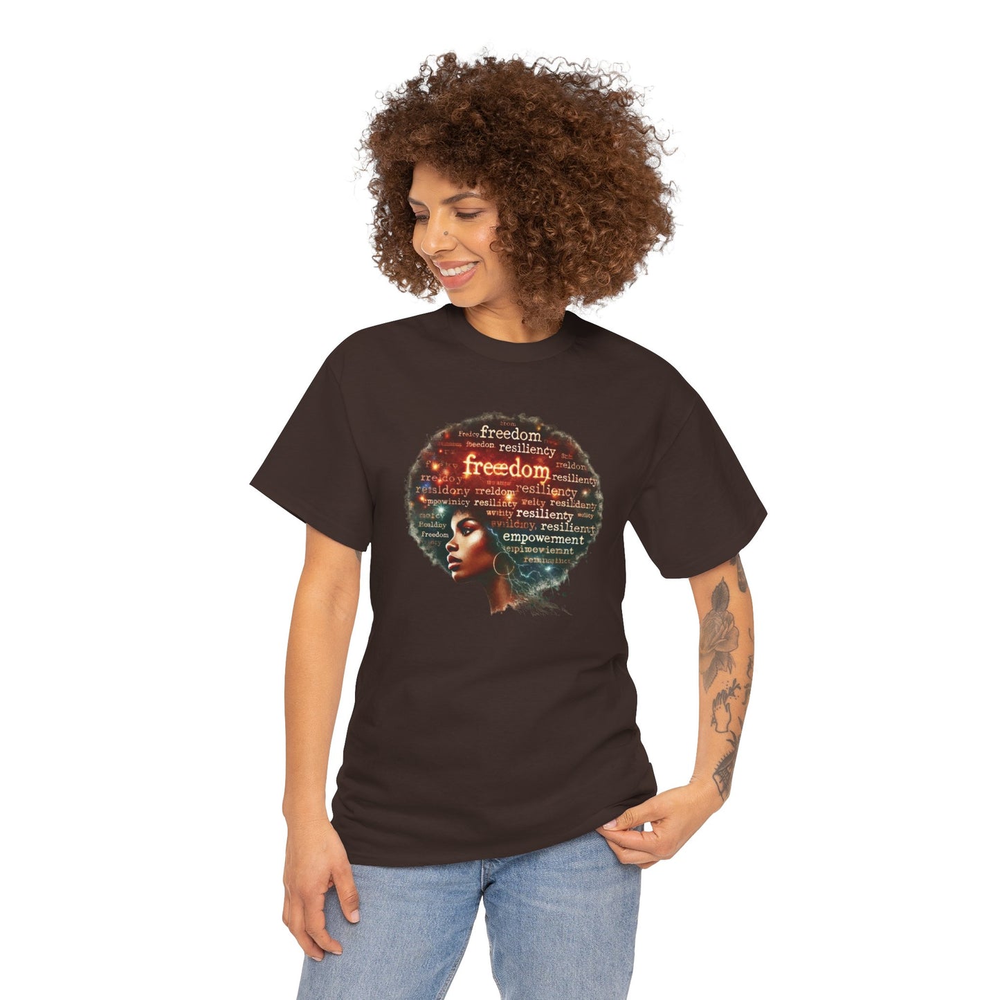 Black Heritage Freedom Afro Hair Tee — Empowerment Word Art T-Shirt