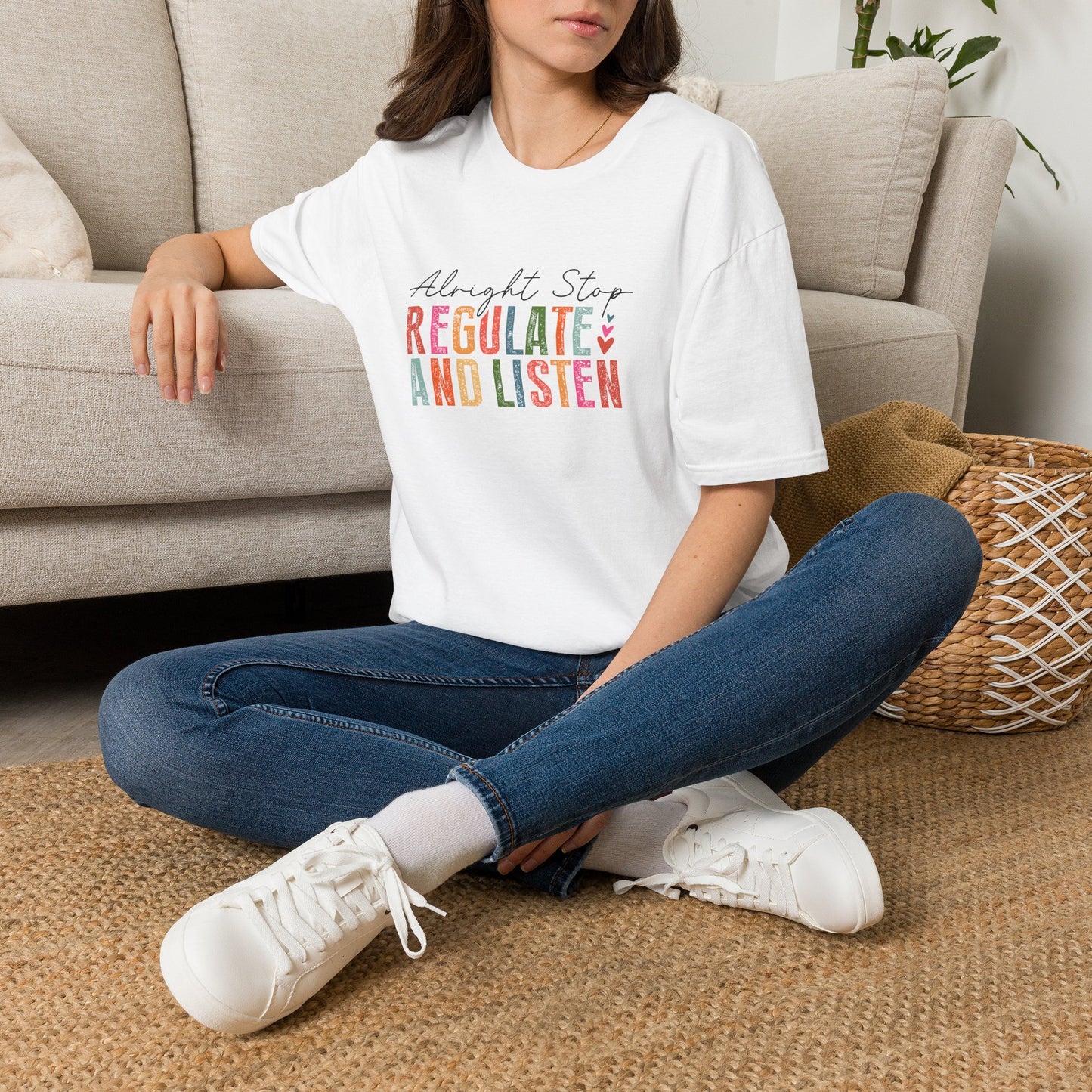 'Alright Stop' Regulate and Listen T-Shirt —  Retro Mental Health Awareness Tee