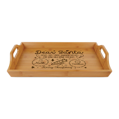Engraved Bamboo Serving Tray — "Dear Santa" Cookie & Milk Holiday Serving Board