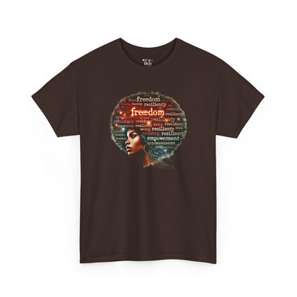 Black Heritage Freedom Afro Hair Tee — Empowerment Word Art T-Shirt