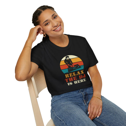 Relax DJ Unisex Softstyle T-Shirt, DJ Gift, Music Lover Tee, Casual Summer Shirt, Relaxation Apparel