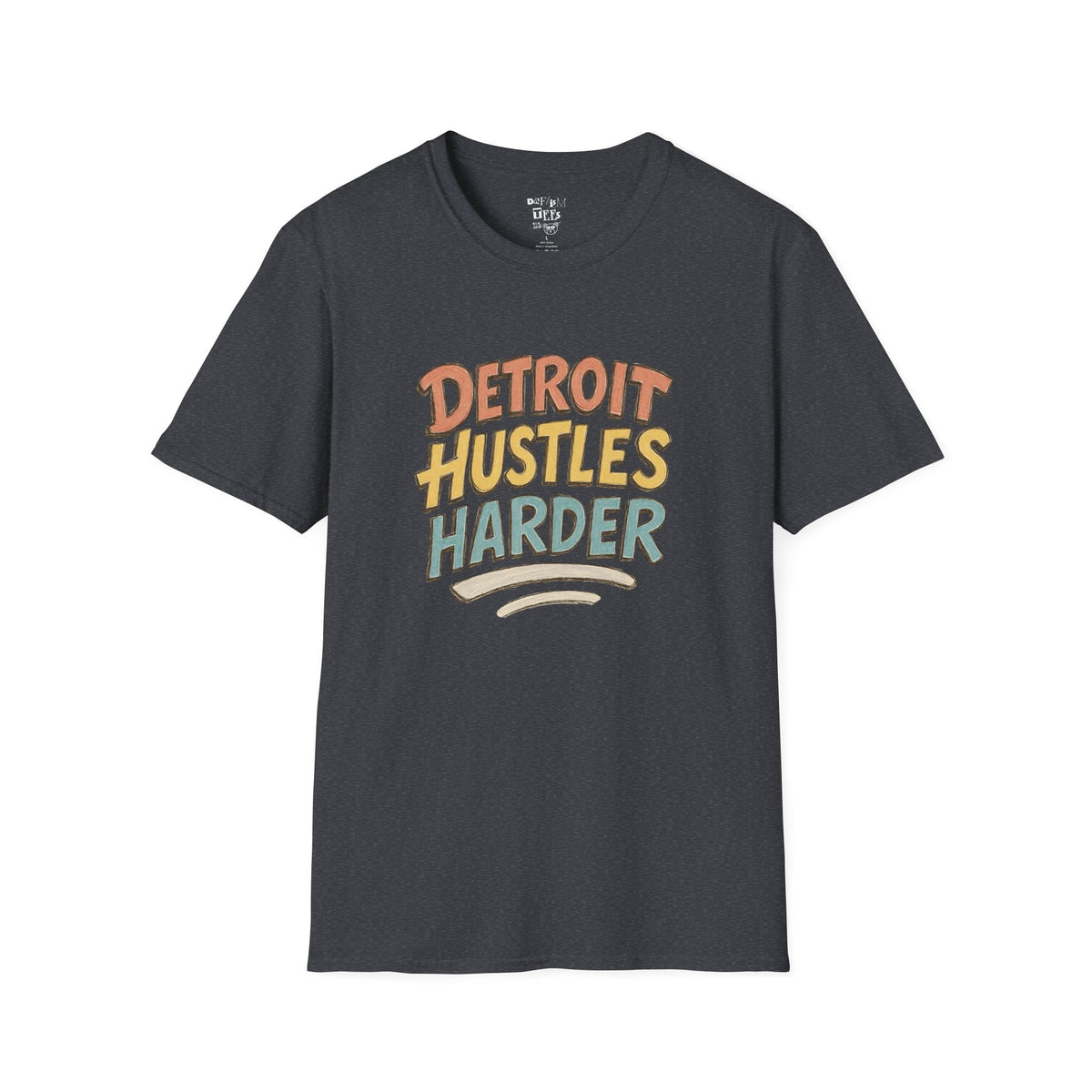 Detroit Hustles Harder T-Shirt — Retro Motivational Tee for Detroit Pride & Hustle
