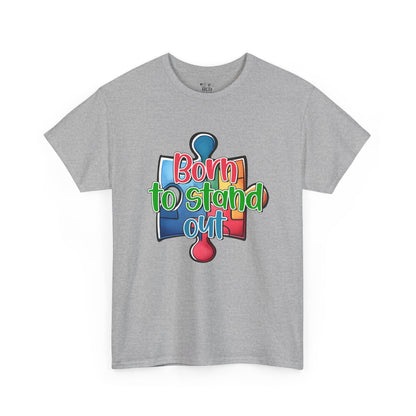 Autism Awareness Born to Stand Out Puzzle Piece T-Shirt
