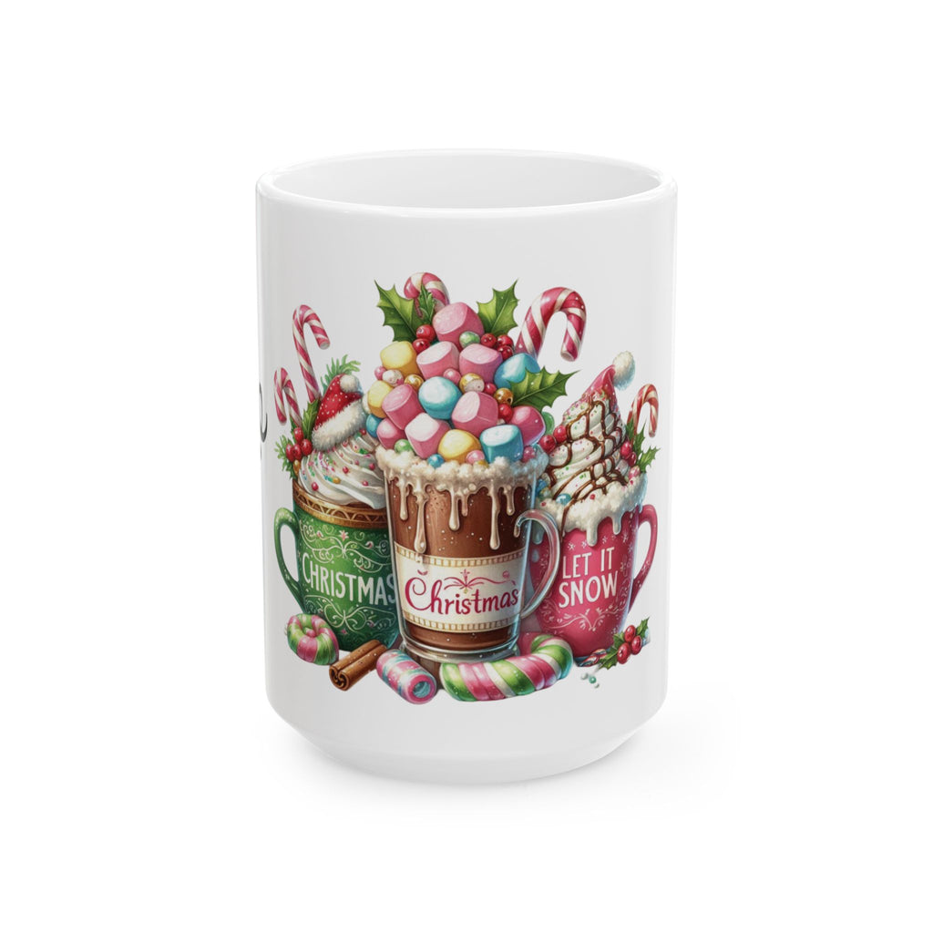 Christmas Hot Cocoa Mug personalized — Let It Snow Holiday Ceramic Coffee Cup (15oz)