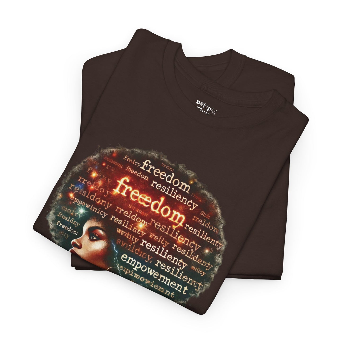 Black Heritage Freedom Afro Hair Tee — Empowerment Word Art T-Shirt