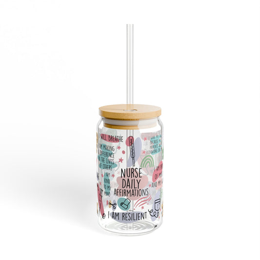 Nurse Affirmations Sipper Glass 16 oz