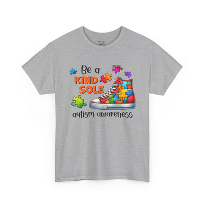 Autism Awareness T‑Shirt — “Be a Kind Sole” Puzzle Sneaker Tee