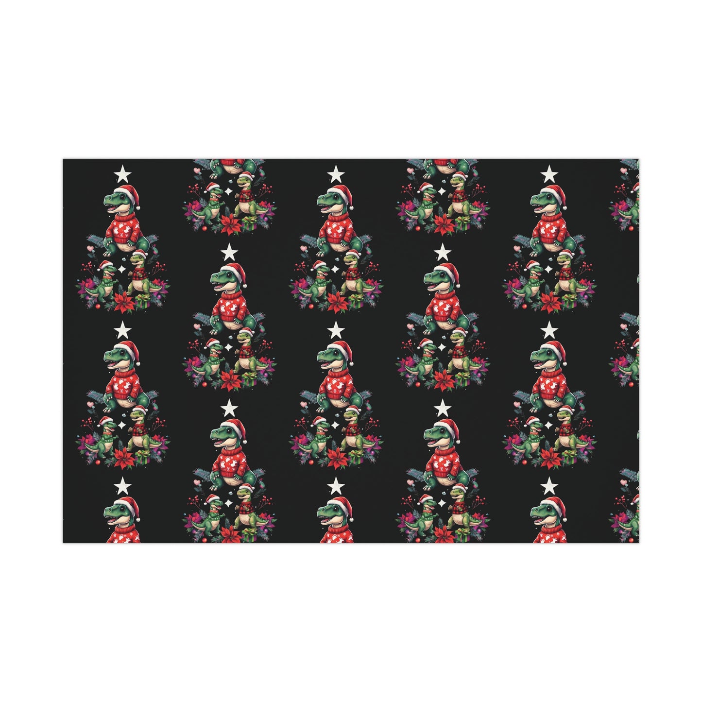 Cute Christmas Dinosaur Gift Wrap Papers