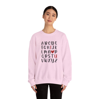 Valentines Day Crewneck Sweatshirt ABC I Love You