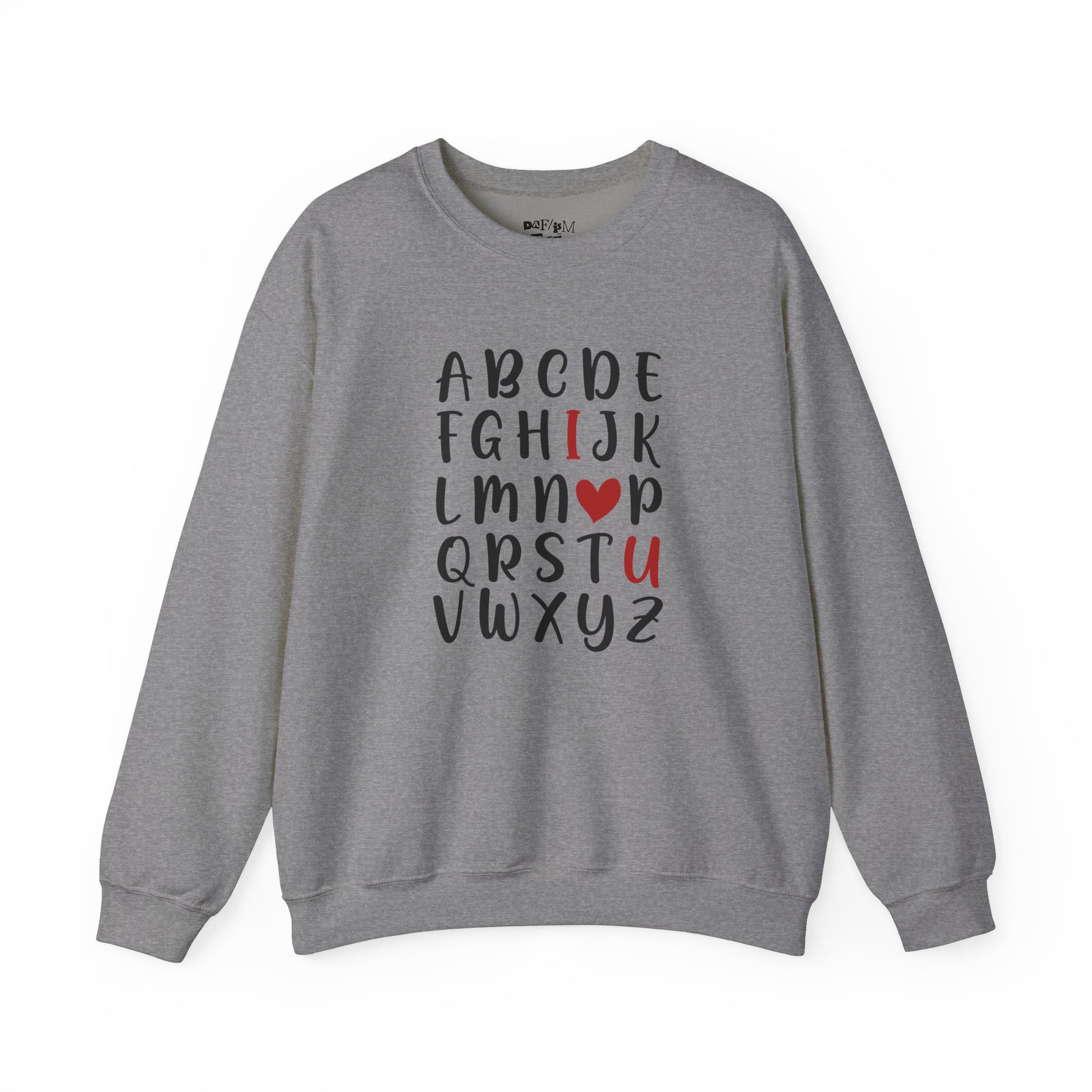Valentines Day Crewneck Sweatshirt ABC I Love You