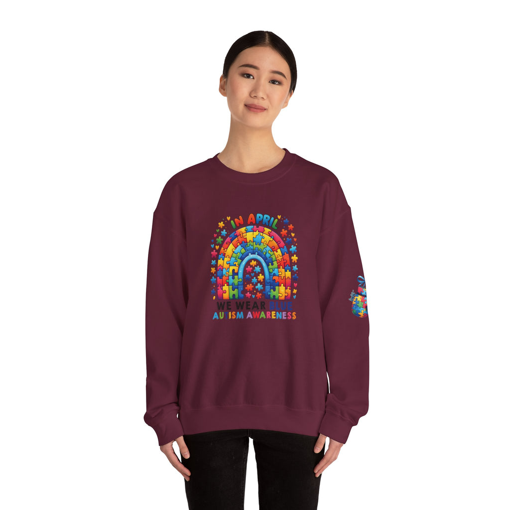 Autism Awareness Crewneck Sweatshirt - We Wear Blue in April