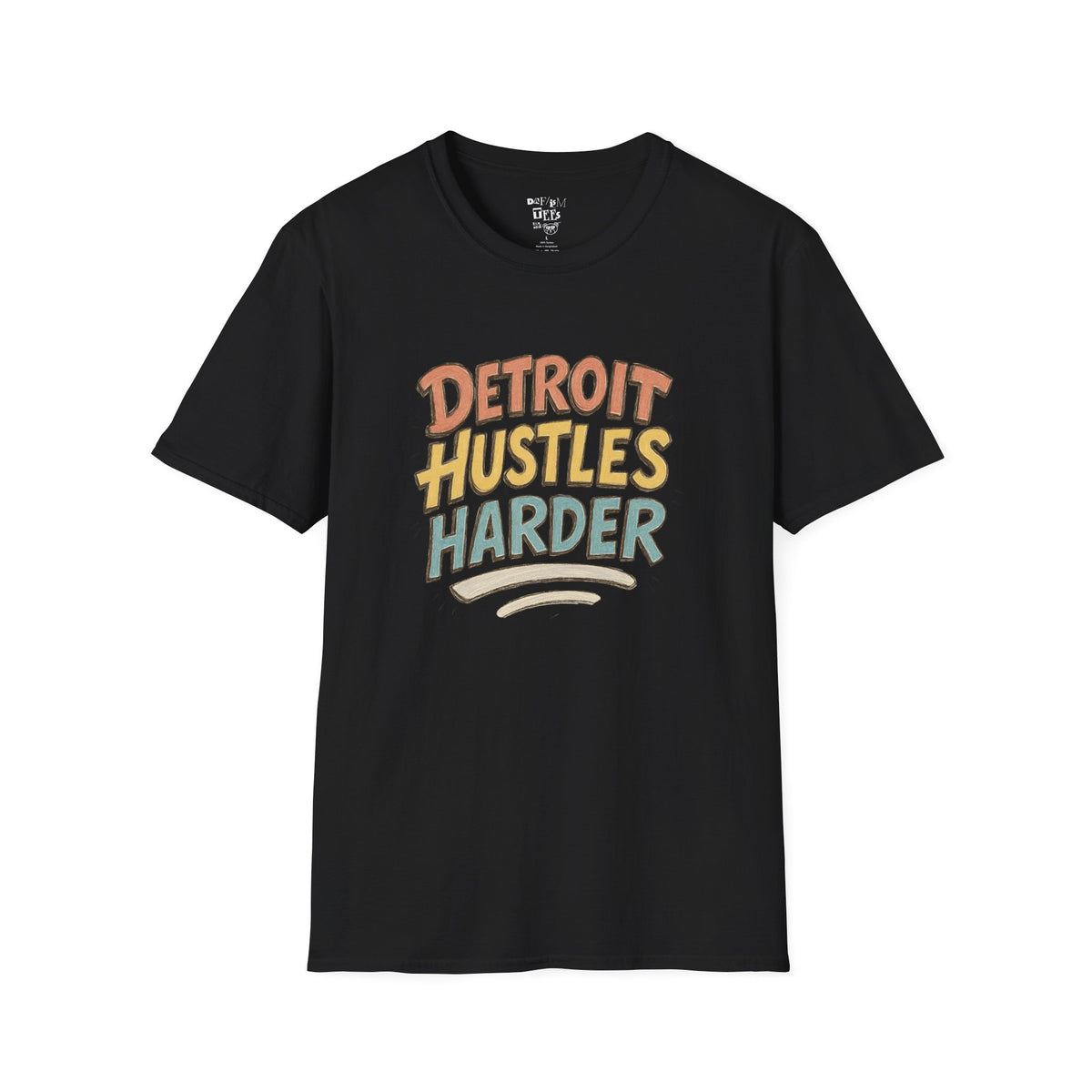 Detroit Hustles Harder T-Shirt — Retro Motivational Tee for Detroit Pride & Hustle