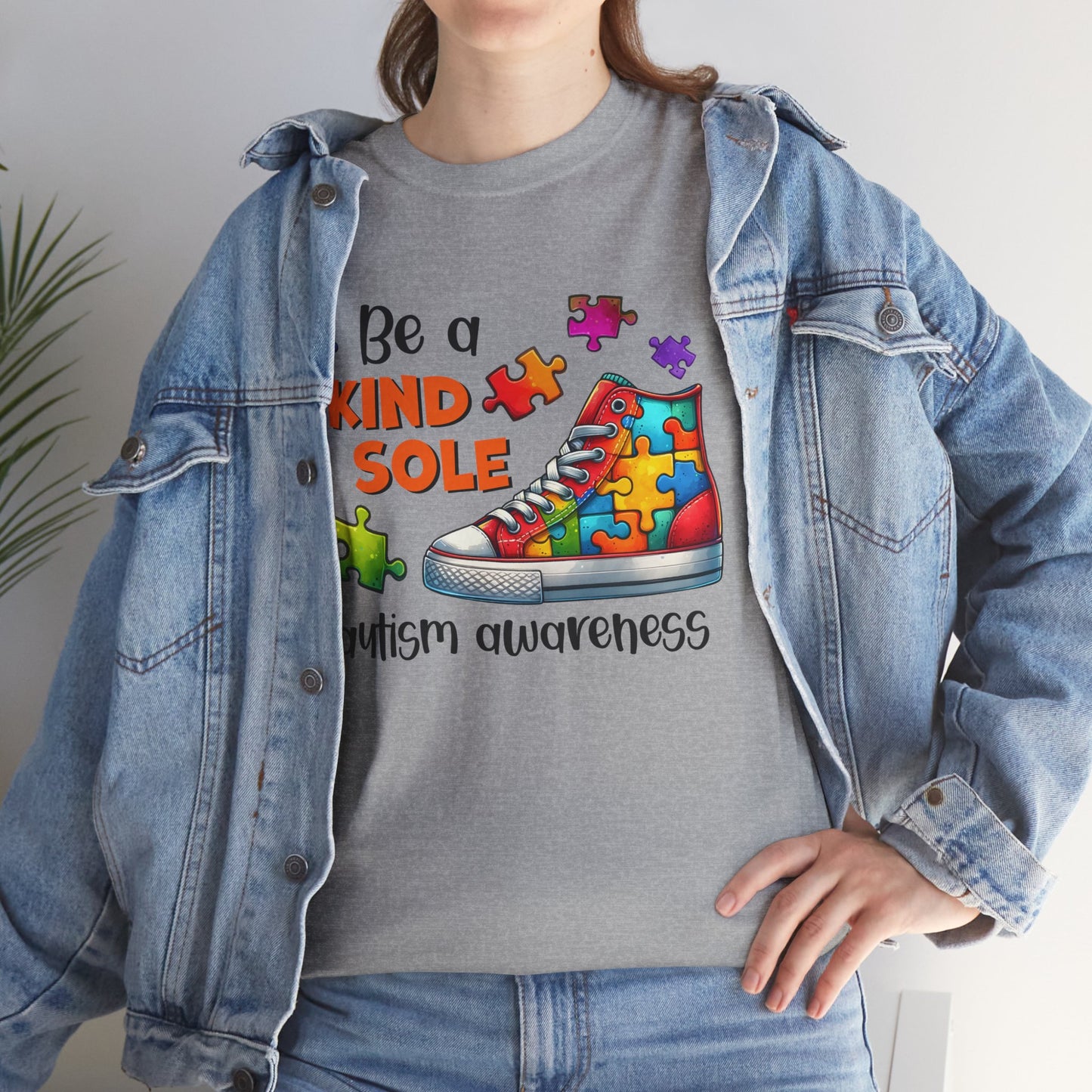 Autism Awareness T‑Shirt — “Be a Kind Sole” Puzzle Sneaker Tee