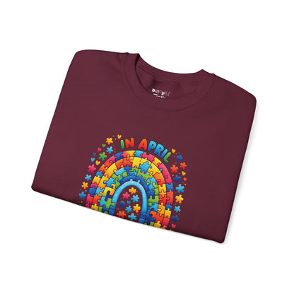 Autism Awareness Crewneck Sweatshirt - We Wear Blue in April