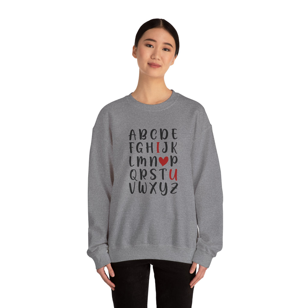 Valentines Day Crewneck Sweatshirt ABC I Love You