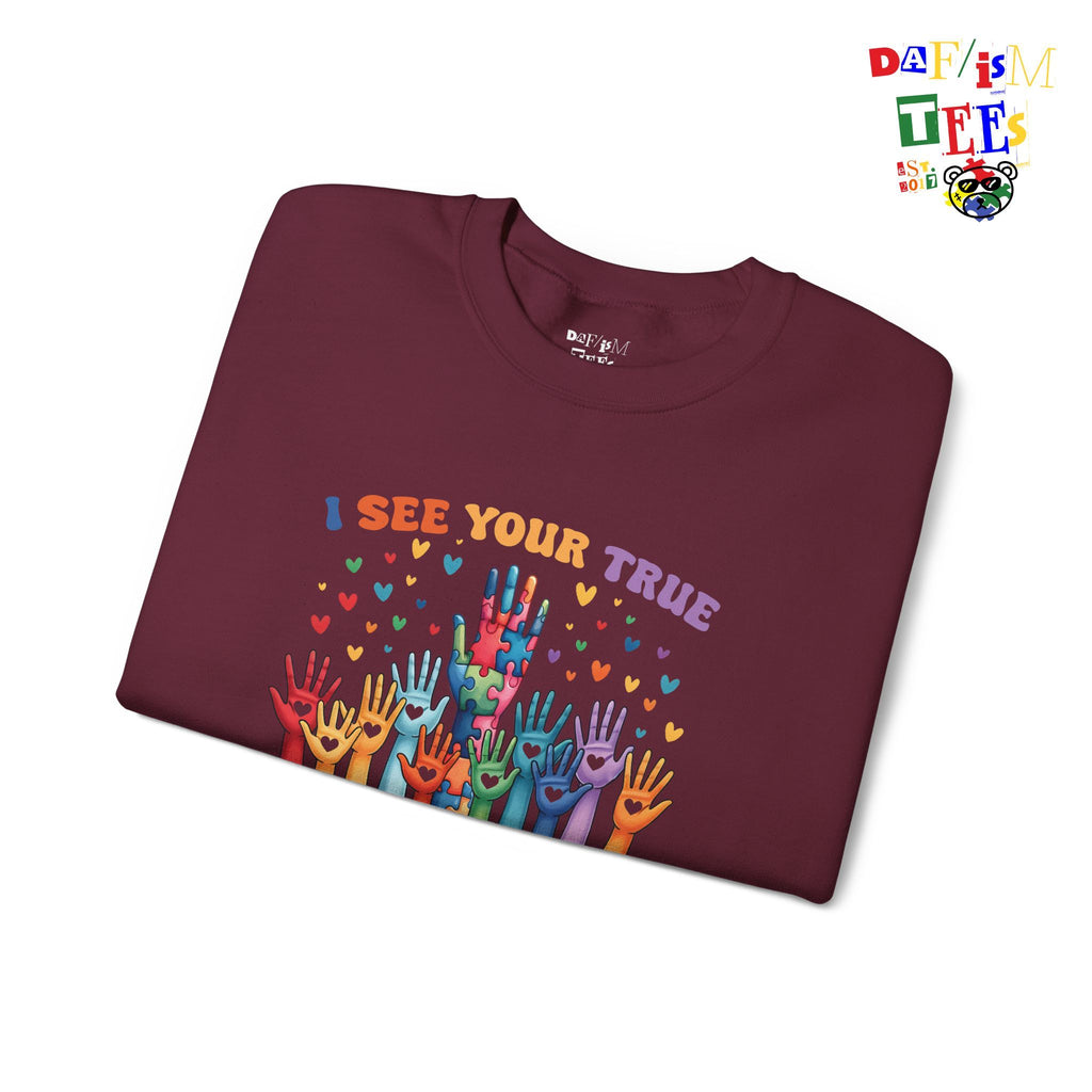I See Your True Colors Autism Awareness Crewneck Sweatshirt - Unisex Heavy Blend™