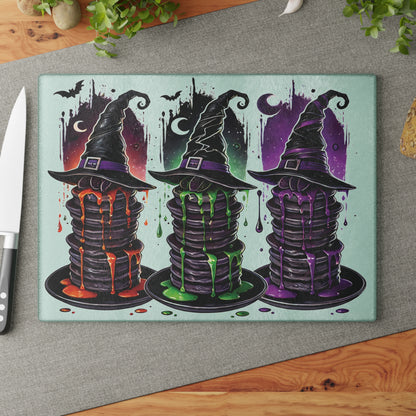 Halloween Pancakes Themed Glass Cutting Board