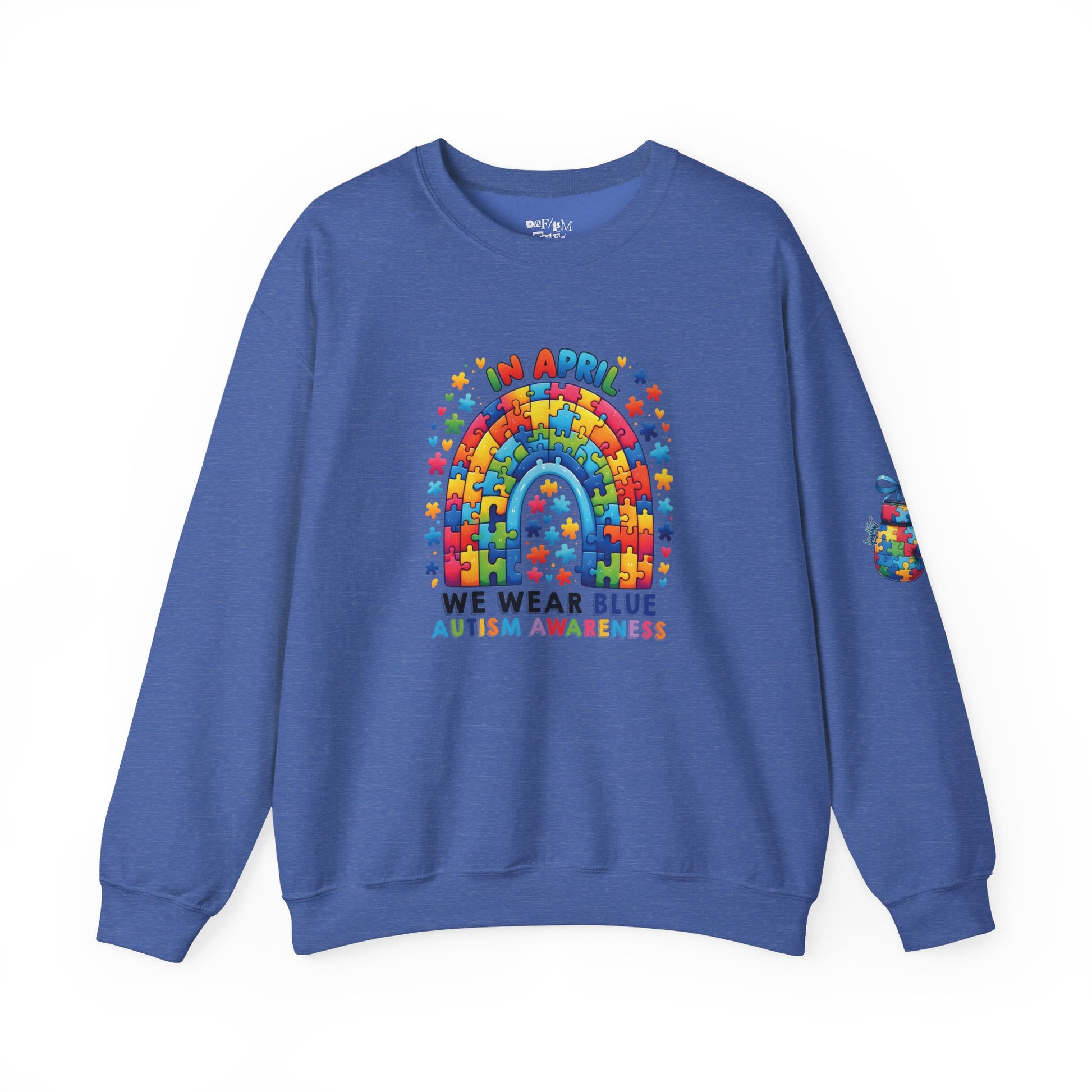 Autism Awareness Crewneck Sweatshirt - We Wear Blue in April