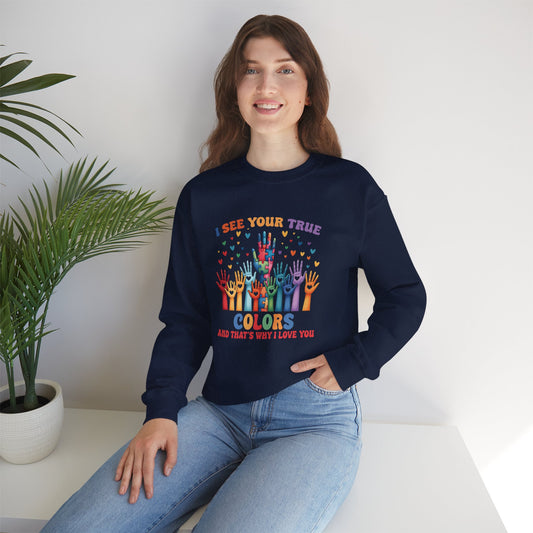 I See Your True Colors Autism Awareness Crewneck Sweatshirt - Unisex Heavy Blend™