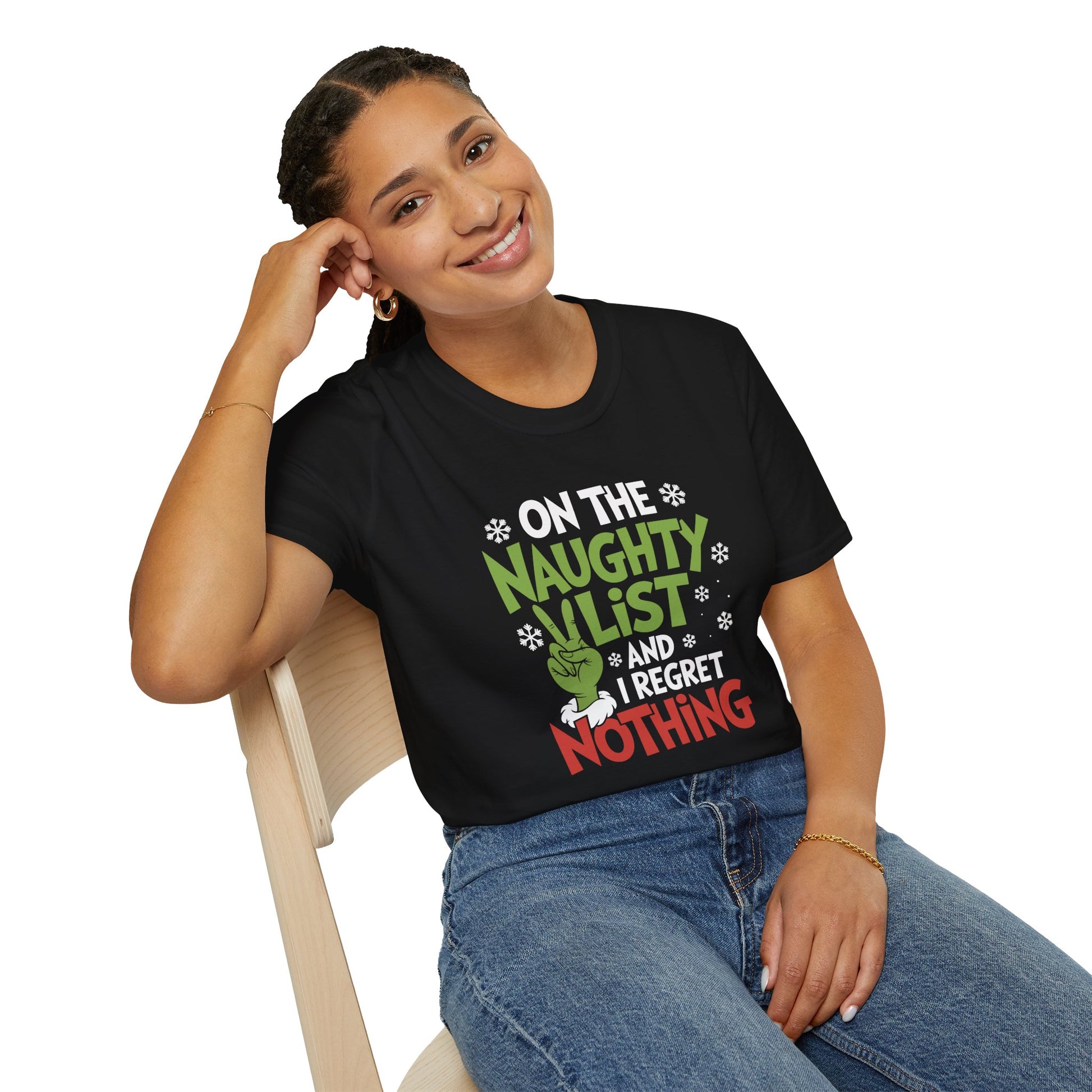 Naughty List T-Shirt — "On the Naughty List and I Regret Nothing" Christmas Tee
