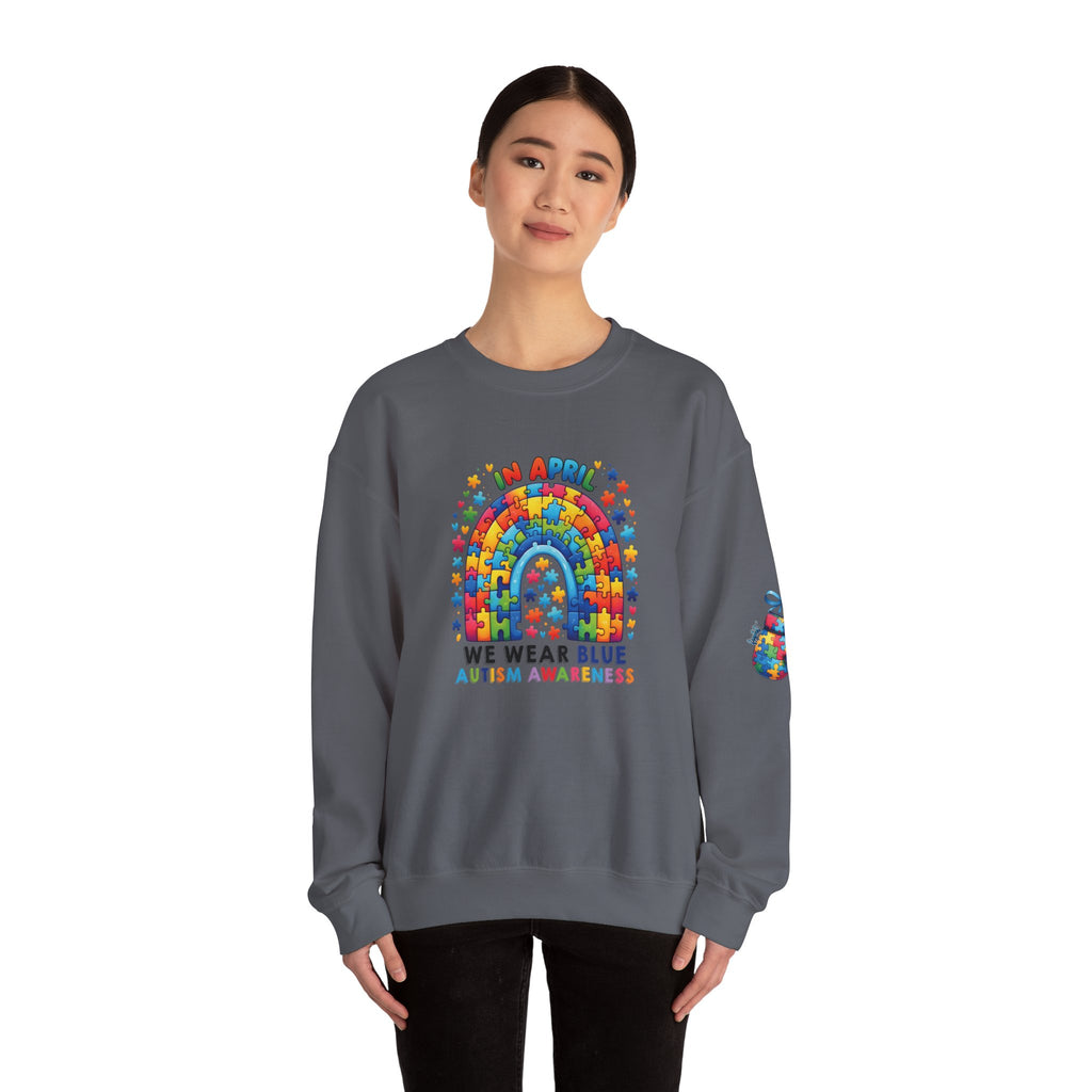 Autism Awareness Crewneck Sweatshirt - We Wear Blue in April