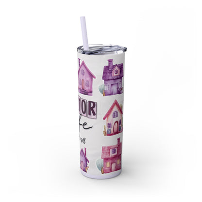 Realtor Life Tumbler, 20oz Skinny Drinkware for Real Estate Agents, Housewarming Gift, Personalized Travel Mug, Office Accessories