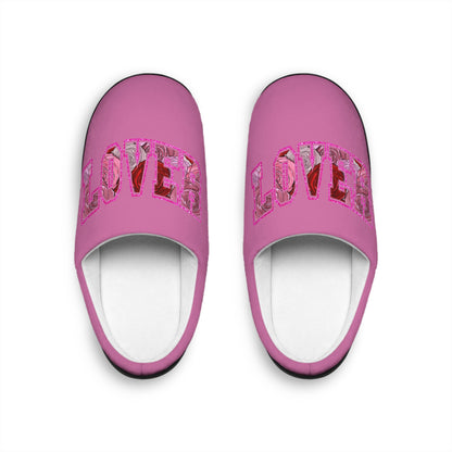 Cozy Women’s Slippers with 'Lover' Design for Relaxing Days, Valentine's Gift, Home Comfort, Cute Footwear, Sweetheart Present