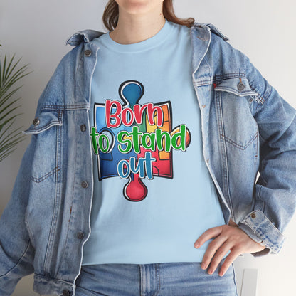 Autism Awareness Born to Stand Out Puzzle Piece T-Shirt