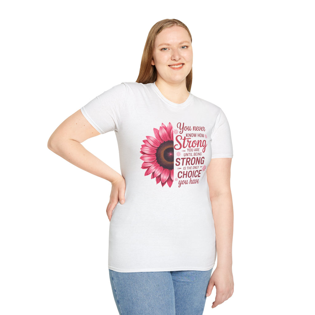 Breast Cancer Awareness Positive Vibes Floral T-Shirt