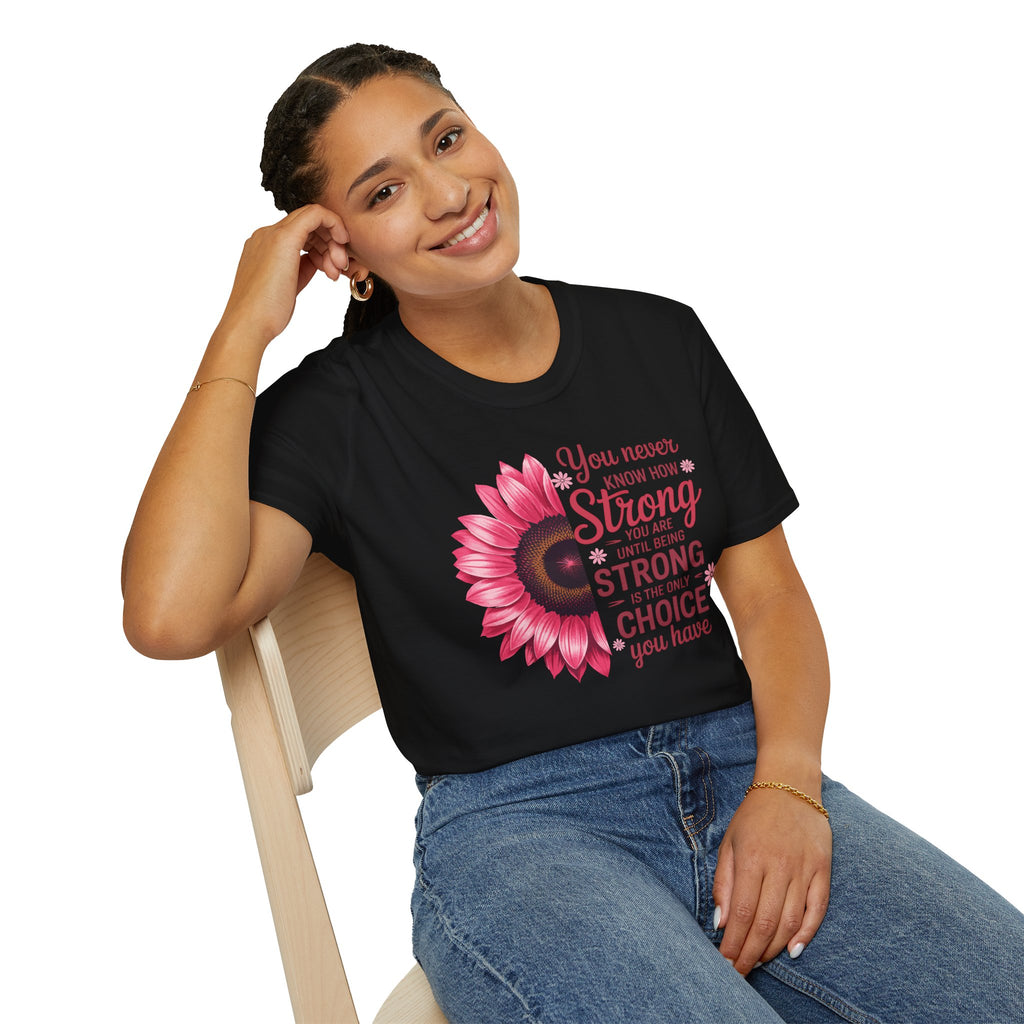 Breast Cancer Awareness Positive Vibes Floral T-Shirt
