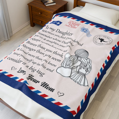 Love Your Mom Velveteen Plush Blanket - Comforting Keepsake Gift for Daughters